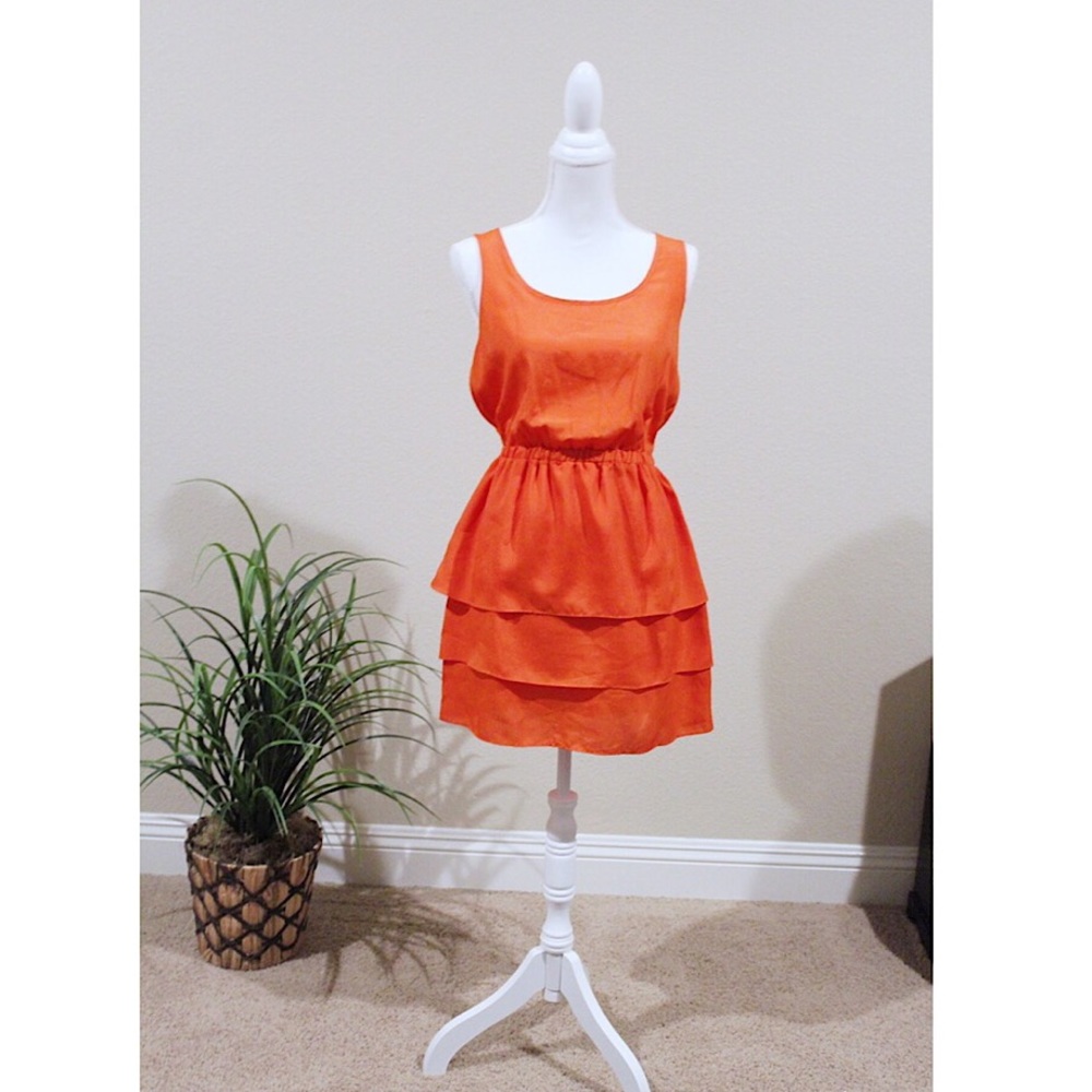 2/$25 Chloe K Orange Tiered Dress